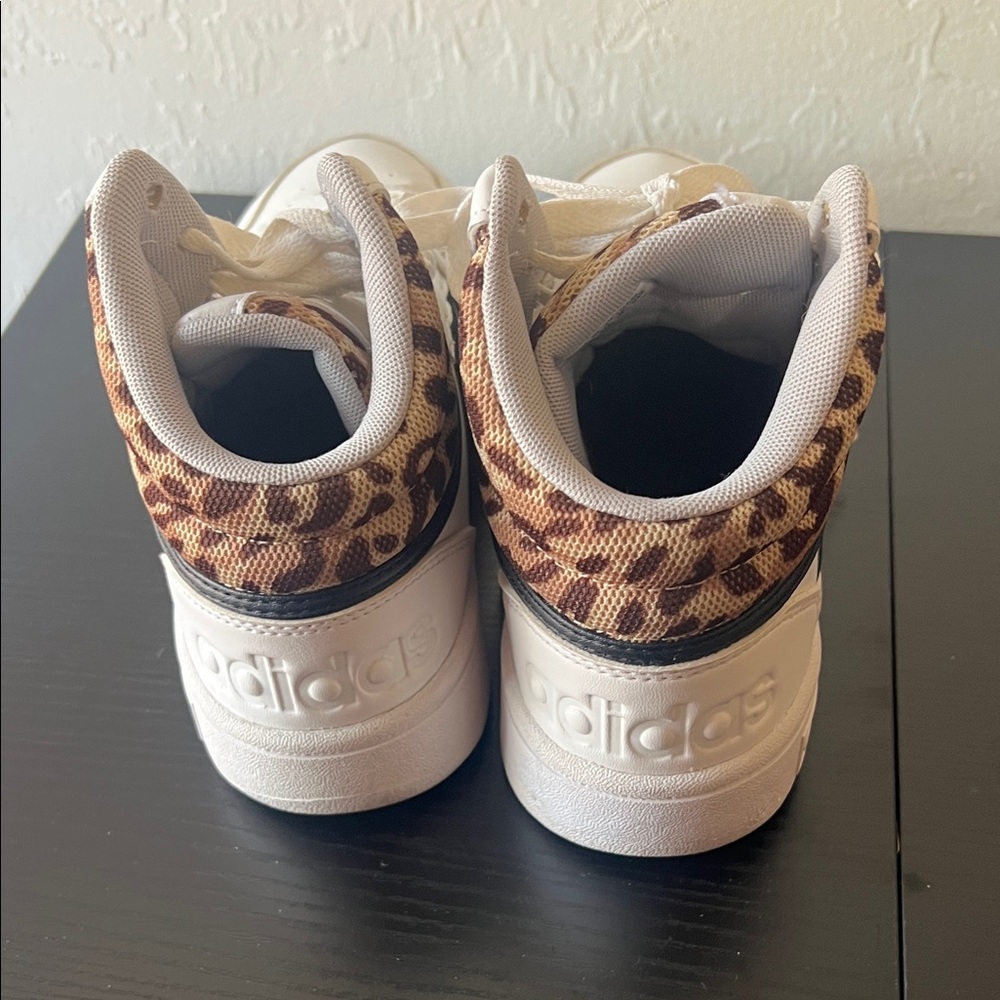 Adidas White and Black Sneakers with Leopard Detail - Picture 5 of 10